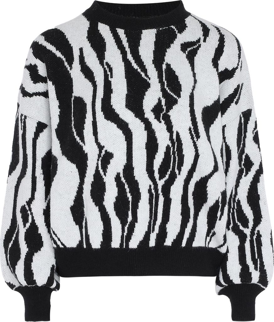 NALLY damen pullover - weiss schwarz, M/L