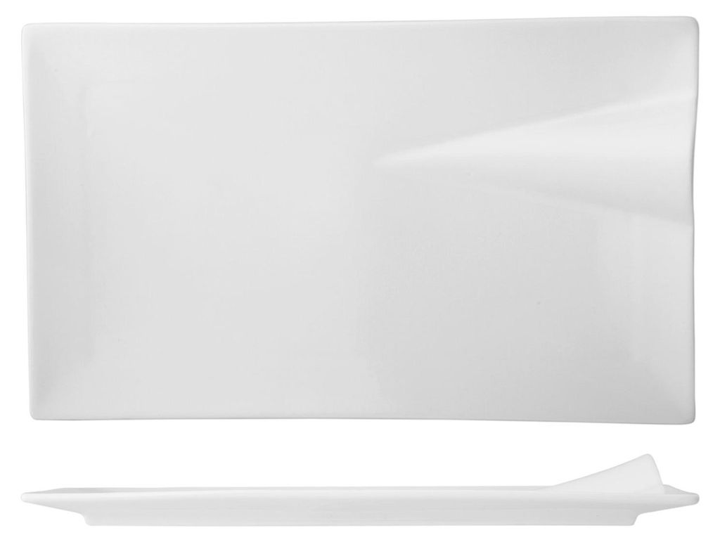 H&h Teller rechteckig aus Porzellan, 31,5x18,5 cm, weiß