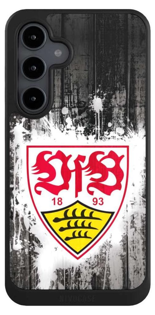 NIVOCASE Hülle für Samsung Galaxy S24 FE 5G Handyhülle NIVOcore Case Schwarz Bundesliga Offizielles Lizenzprodukt VfB Stuttgart