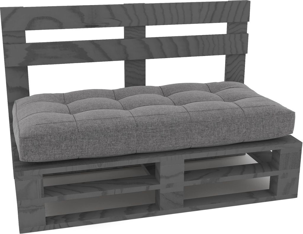 Lermowood Palettenmöbel Mpe Bank 120 x 80 cm Grau | Europaletten Indoor und Outdoor Lounge Gartenmöbel Holz Gartenmöbel Set Lounge Möbel Terras...