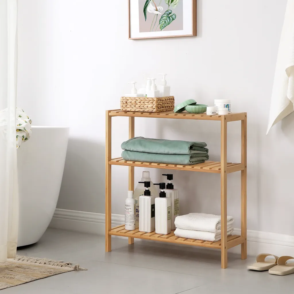 SONGMICS Étagère de salle de bain en bambou naturel à 4 niveaux - 3