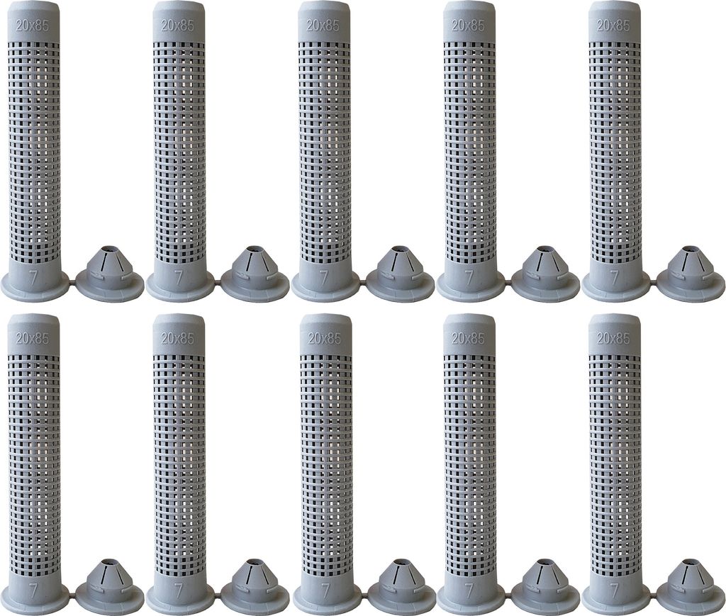 Isolbau Siebhülsen - Ankerhülse 20 x 85 mm für Ankerstangen und Bolzen M12-M16, zum Füllen mit Verbundmörtel - 10 Stück