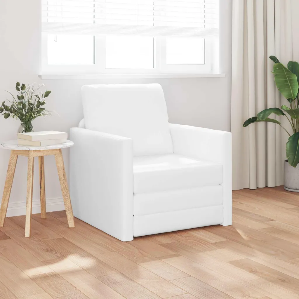 Lit d'Appoint Pliable pour Studio - Canapé Convertible Blanc en PVC - 3