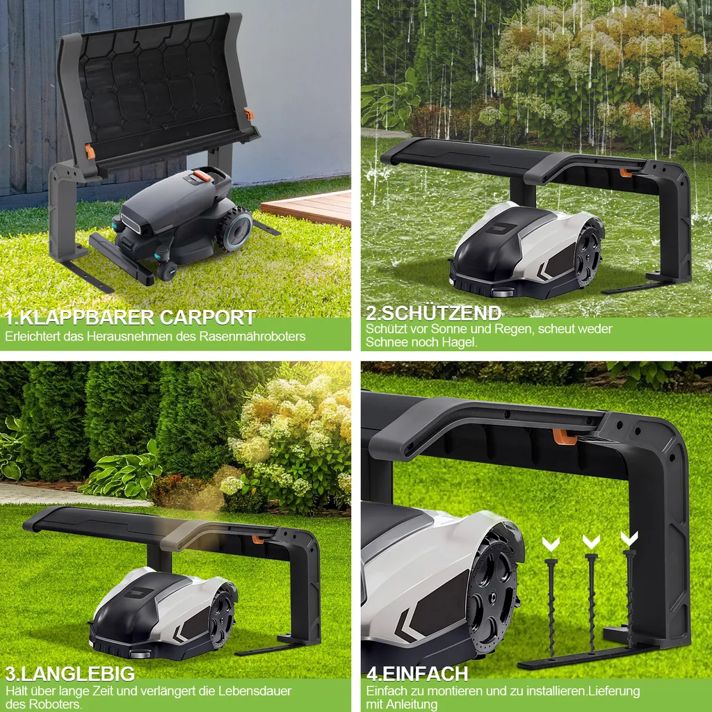Offerta Garage Clanmacy per Robot Tagliaerba | Tetto Pieghevole Acciaio - 3