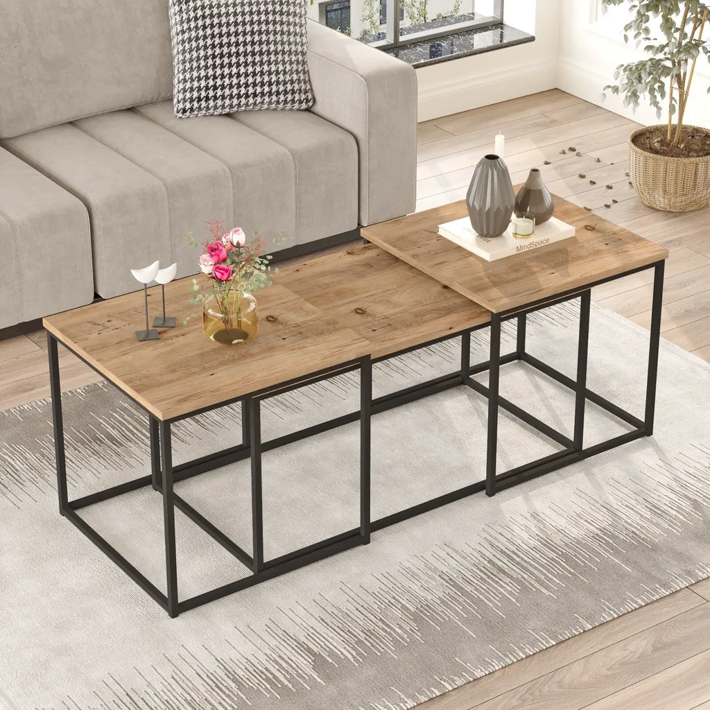 Table basse Vg9-A durable et facile à nettoyer : pin atlantique chic