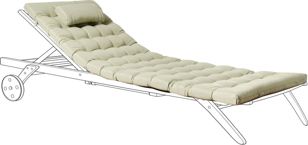 BELIANI Auflage für Gartenliege Hellgrün Stoff Gesteppt 192x56x5 cm UV-Beständig Modernes Design Liegenauflage mit Kissen und Befestigungsbändern