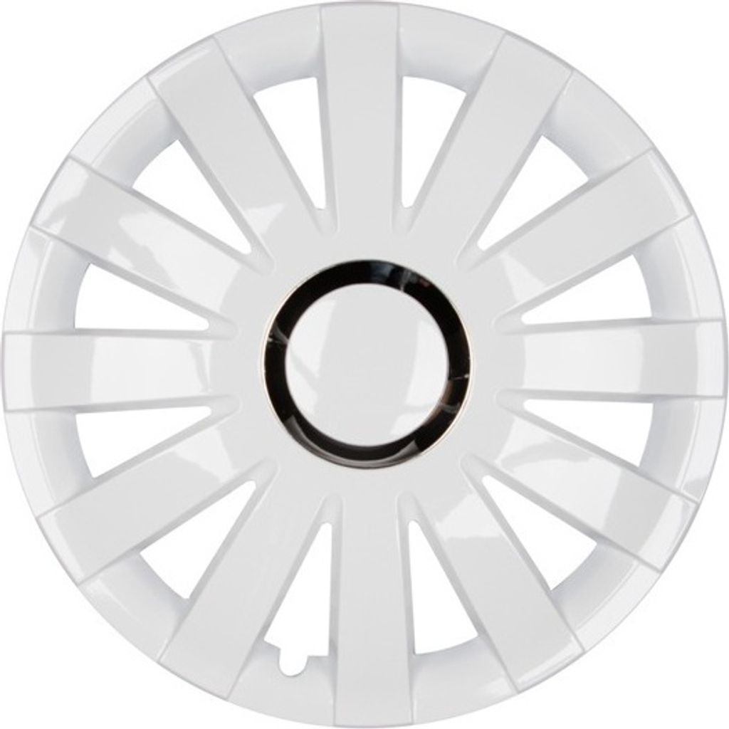 4x PREMIUM Radkappen Modell: Onyx in Weiß-Chrom Ring