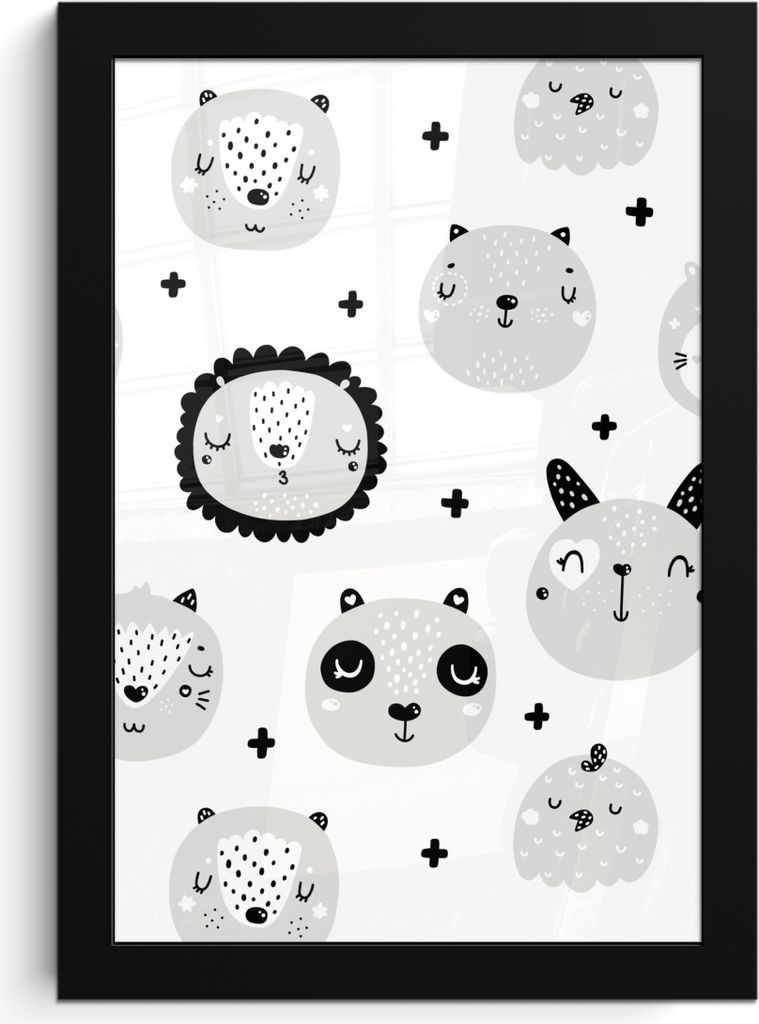 MuchoWow MuchoWow Gerahmtes Poster Tiere - Kinder - Löwe - Jungen - Mädchen - Baby - Kind 20x30 cm - Poster mit zchwarzem Bilderrahmen - Druc...
