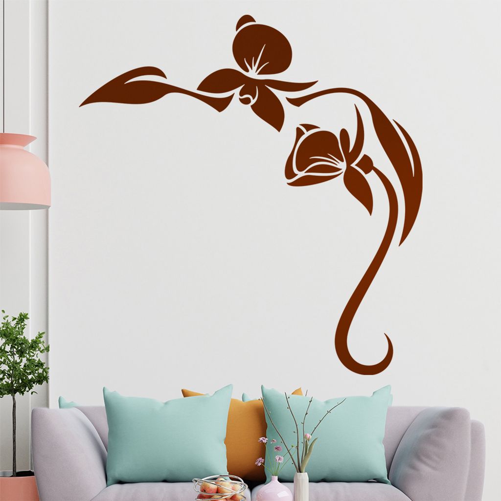 Orchidee - Linien Wandtattoo in 6 Größen - Wandaufkleber Wall Sticker - Dekoration, Küche, Wohnzimmer, Schlafzimmer, Badezimmer