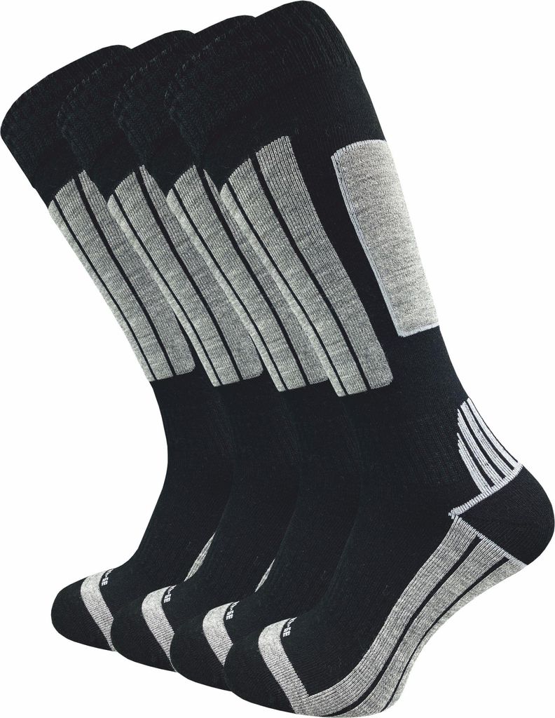 Gawilo Coolmax (Polyesterfasern) Skisocken Damen & Herren (4 Paar), Schwarz / 39 - 42