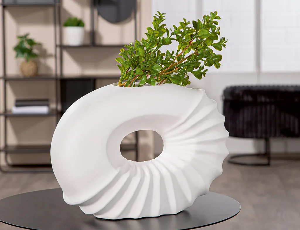 Vase design Gilde Pula blanc, céramique de luxe, format large 35 cm - 2