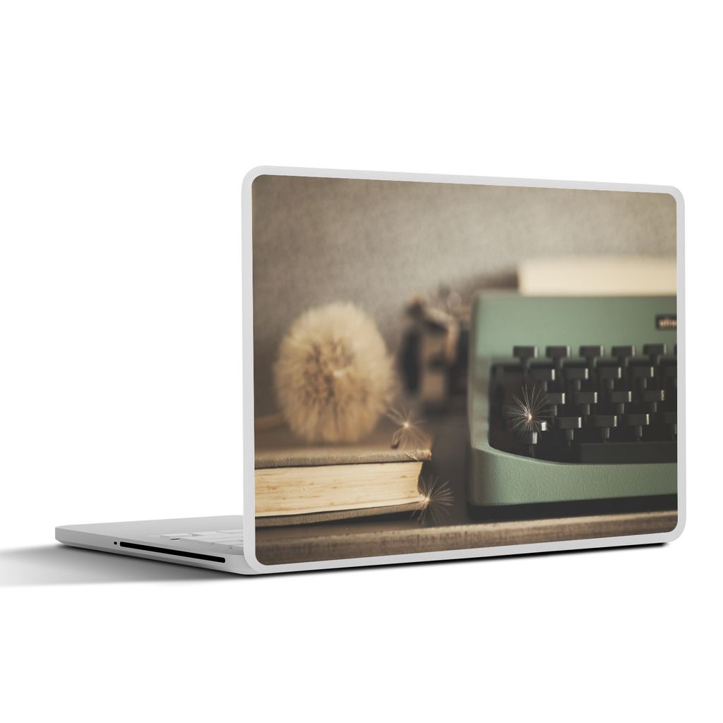 MuchoWow Laptop Aufkleber Sticker Cover Schreibmaschine - Vintage - Löwenzahn 30x21 cm - Sticker für Laptop - Selbstklebend
