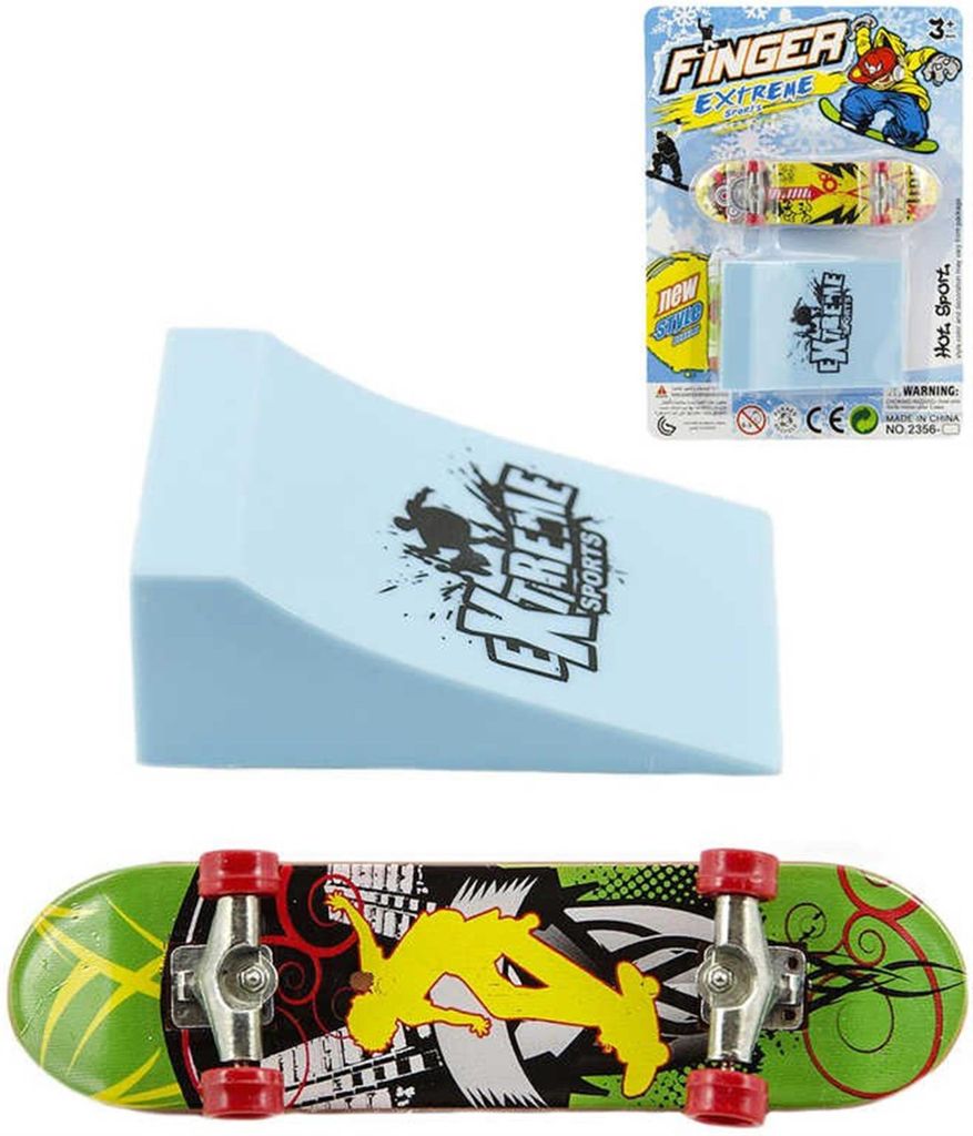 Skateboard Finger mit Rampe Kunststoff 10cm asst Mix von Farben auf Karte