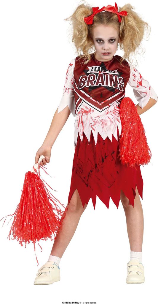 Zombie Cheerleader Halloween Kostüm Sportlicher Grusel Kinder Party Outfit Rot Weiße Verkleidung Gruselige Sportbekleidung Untotes Team Kostüm B...