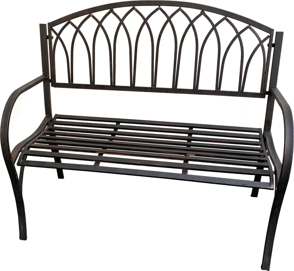 Banc de jardin avec dossier à volutes Moritz, banquette de balcon noire