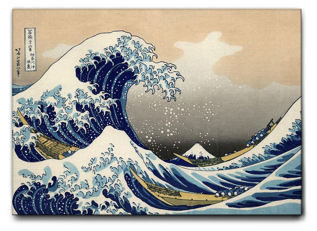 Giallobus - Die große Welle von Kanagawa - Hokusai - 100L x 70B cm - Bild - Leinwand mit Standardrahmen