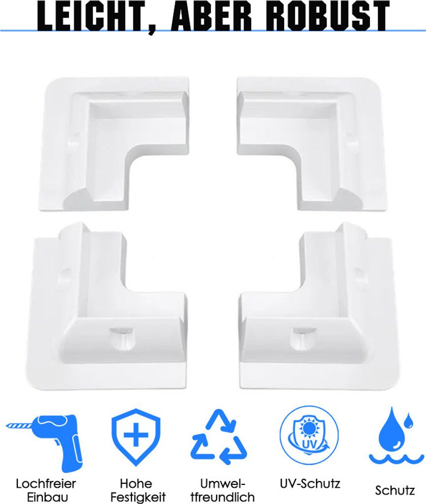 Solarpanel Halterung Wohnmobil 4Pcs Bohrerfreie Eckwinkel Wasserdichte Halterung weiß ABS-Kunststoff für Wohnmobile Flachdächer Van UV-beständig