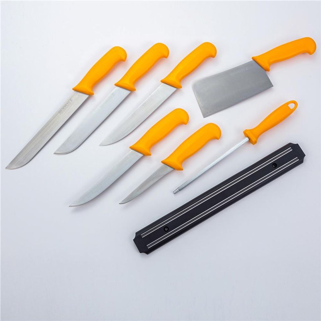 Fleischermesser Set 8-teilig aus Edelstahl mit Magnetleiste Produktbild 