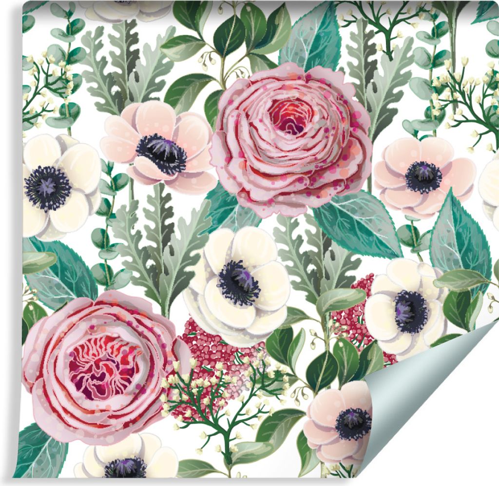 10m VLIES TAPETE Rolle Rose Windrose Eukalyptus Blätter NATUR XXL