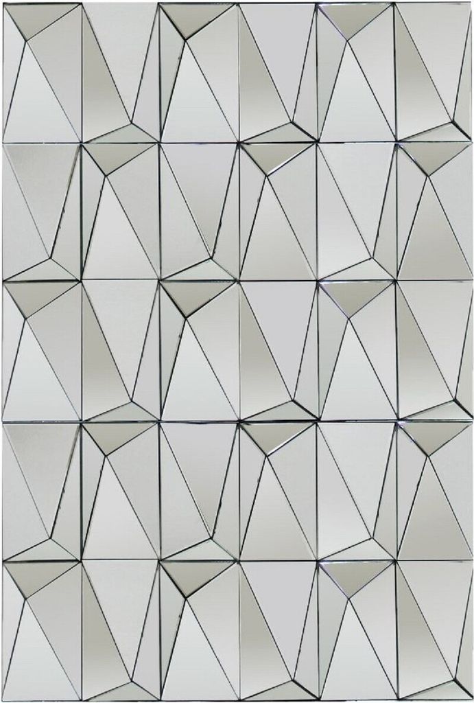 Casa Padrino Designer Wandspiegel Silber 80 x 7 x H. 120 cm - Moderner Wohnzimmer Spiegel mit geometrischen Formen - Luxus Deko Accessoires