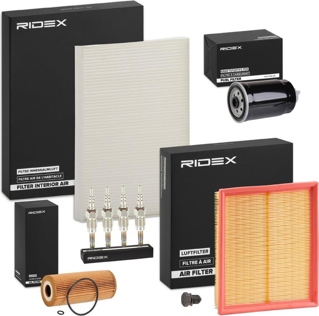 RIDEX Inspektionspaket Filterset für VW PASSAT Variant (3B6) PASSAT Variant (3B5) PASSAT (3B3) PASSAT (3B2) für SKODA SUPERB (3U4)