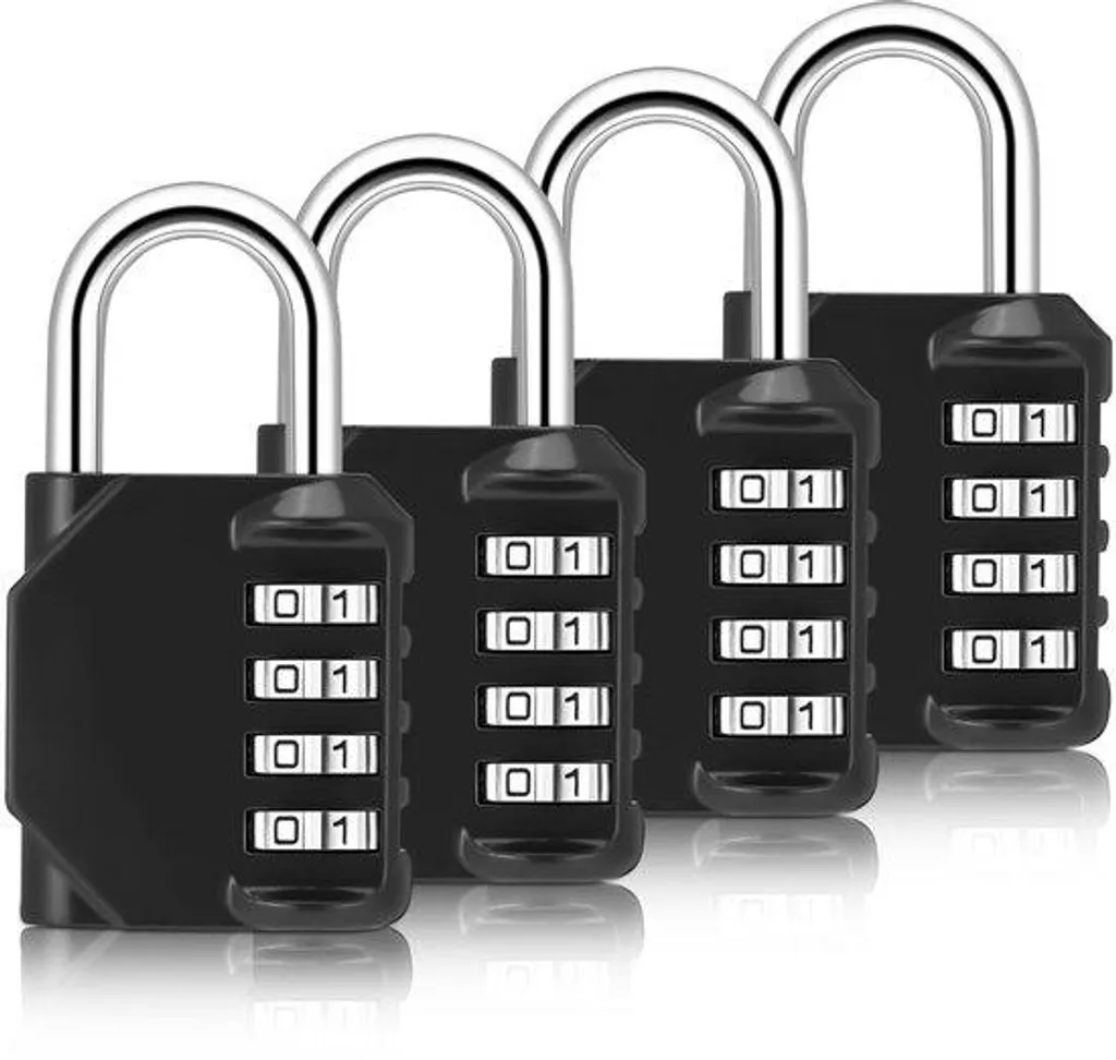Cadenas à combinaison à 4 chiffres en zinc noir pour portail et sac