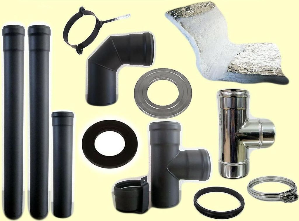 ABZUGSSATZ FÜR PELLET-ÖFEN 100 mm DURCHMESSER SCHWARZ EMAILIERT SP 1.2