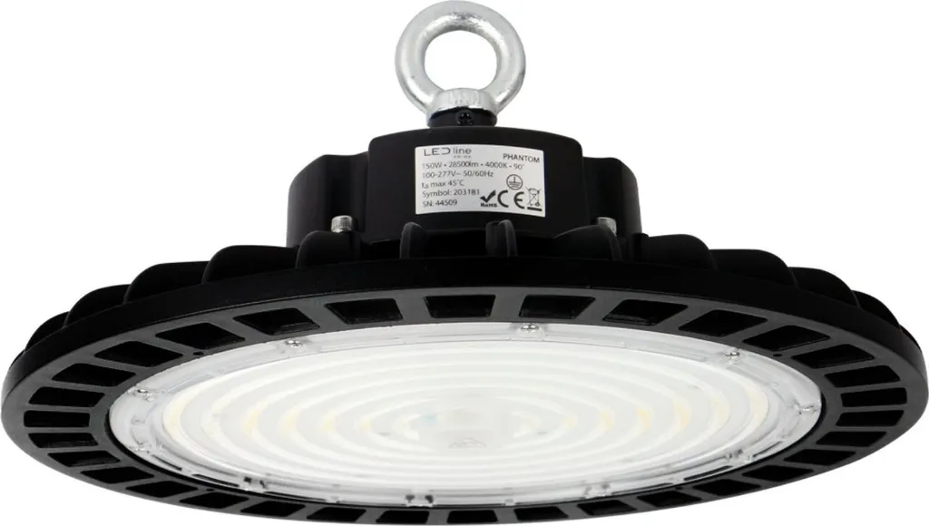 Cloche LED Industrielle PHANTOM 150W : Éclairage Haute Baie 4000K IP65