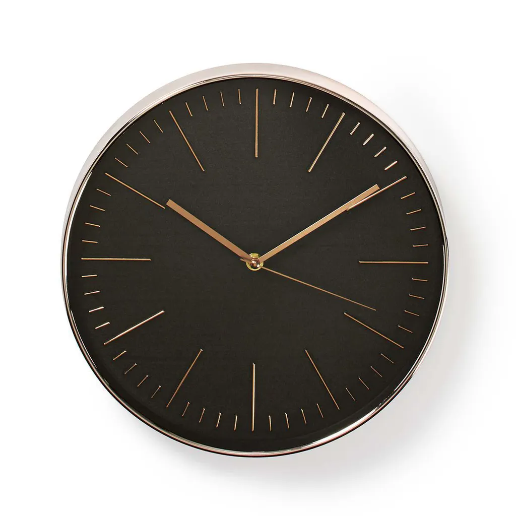 Horloge murale pour bureau ou cuisine 30 cm noir et or rose sobre