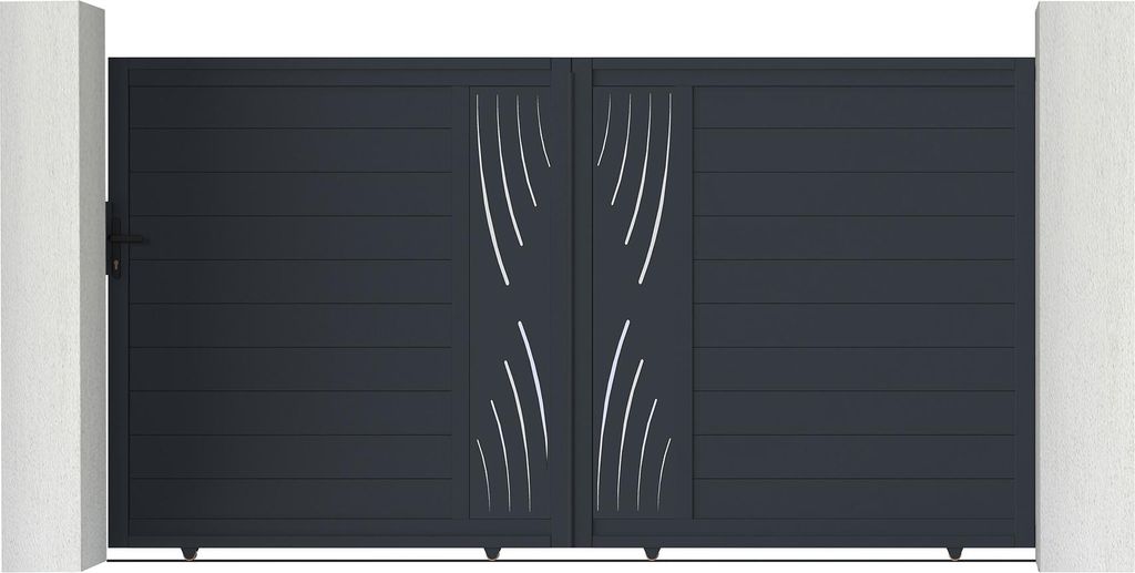 Schiebetor 3m VELETA H.180cm + 2 Pfosten H.190cm aluminium grau