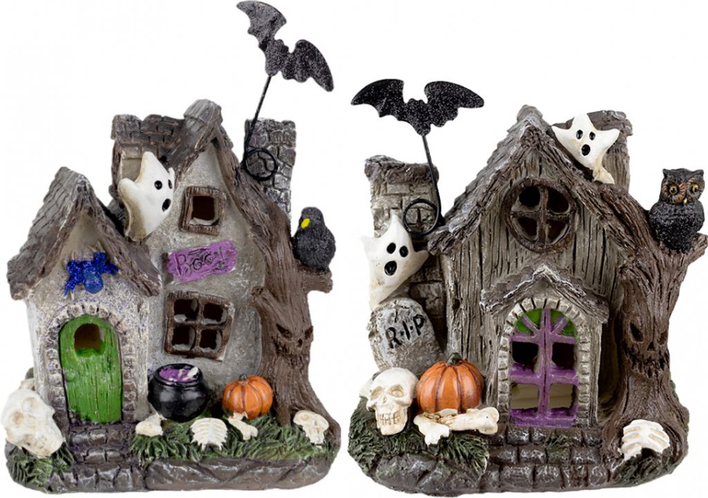 Spooky Haunted House mit LED Beleuchtung für Halloween 17cm 1 Stück