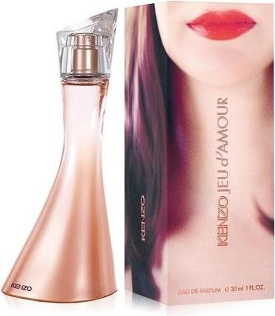 A perfume bottle and its packaging are displayed side-by-side against a white background.