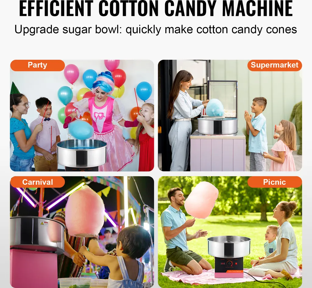 SucceBuy Macchina per zucchero filato elettrica, macchina per zucchero filato da 1000 W, ciotola in acciaio inox, paletta per lo zucchero, ideale per la casa, le feste di compleanno dei bambini, le celebrazioni in famiglia, rosa - 6