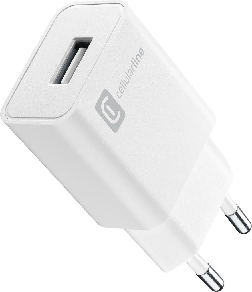 Alimentatore USB Cellularline 12W Bianco: Compatto e Versatile