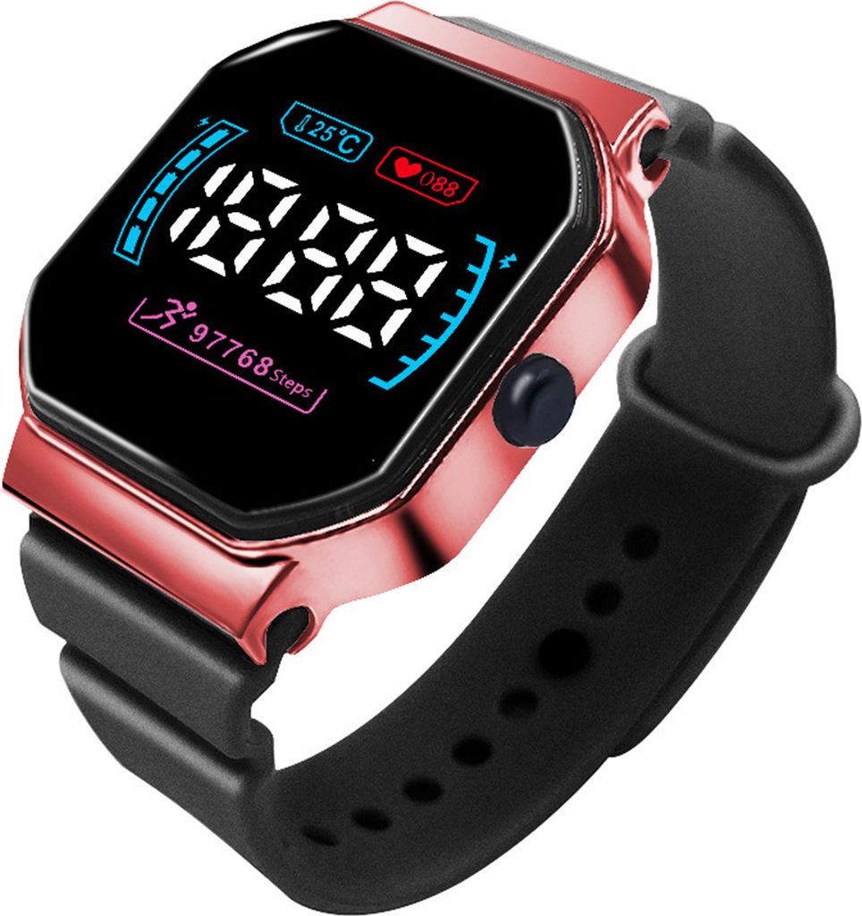 Digitale Sport-LED-Uhr mit großem Zifferblatt, klares Produktbild 