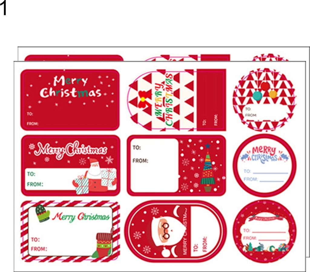 2 Bögen Etikettenaufkleber Lebendige Farbe Selbstklebendes Papier Weihnachtsgeschenkanhänger Aufkleber für Zuhause-1
