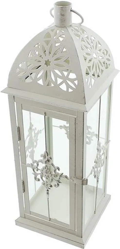Lanterne Métal Blanche 39cm : Éclairage de Jardin Sans Vent ni Risque - 5