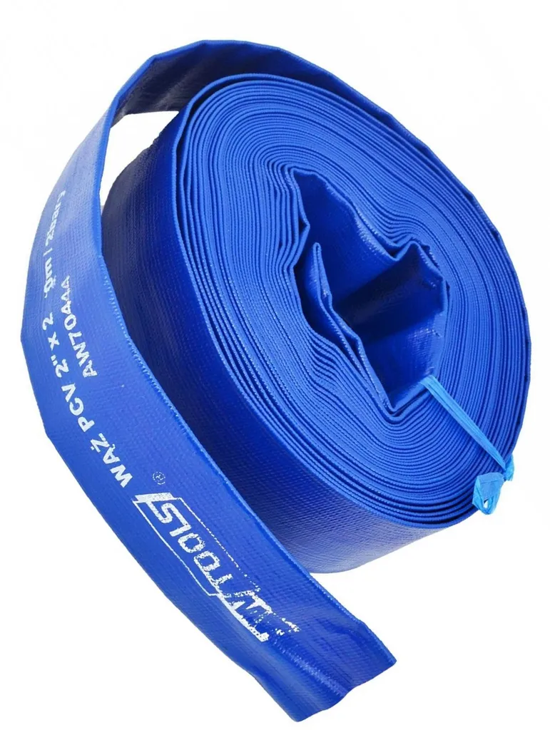 Tuyau d'arrosage AW Tools 50 mètres plat en PVC bleu haute résistance