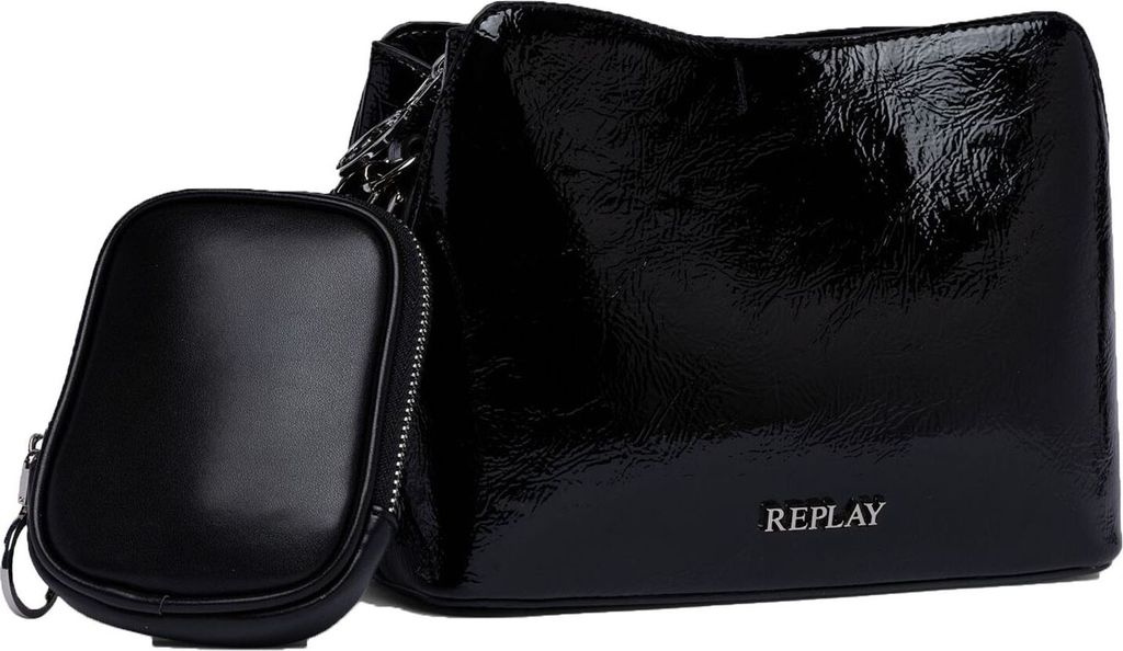 REPLAY Umhängetasche Crossbody Bag Shiny Black schwarz