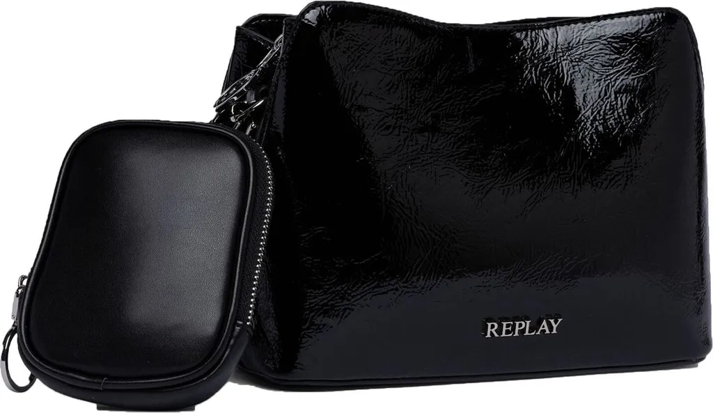 REPLAY Borsa a Tracolla Shiny Black Nero | Tracolla Donna Elegante