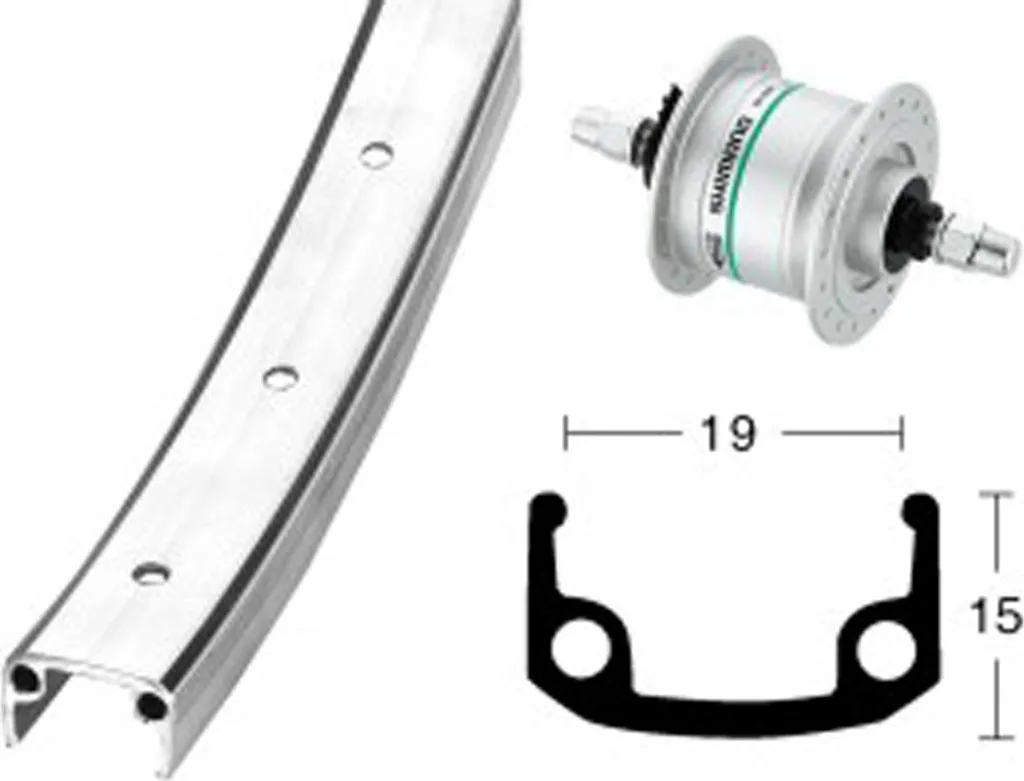 Roue dynamo Shimano DH-C3003-NT 28x1 3/8 jante Rigide argentée 36L