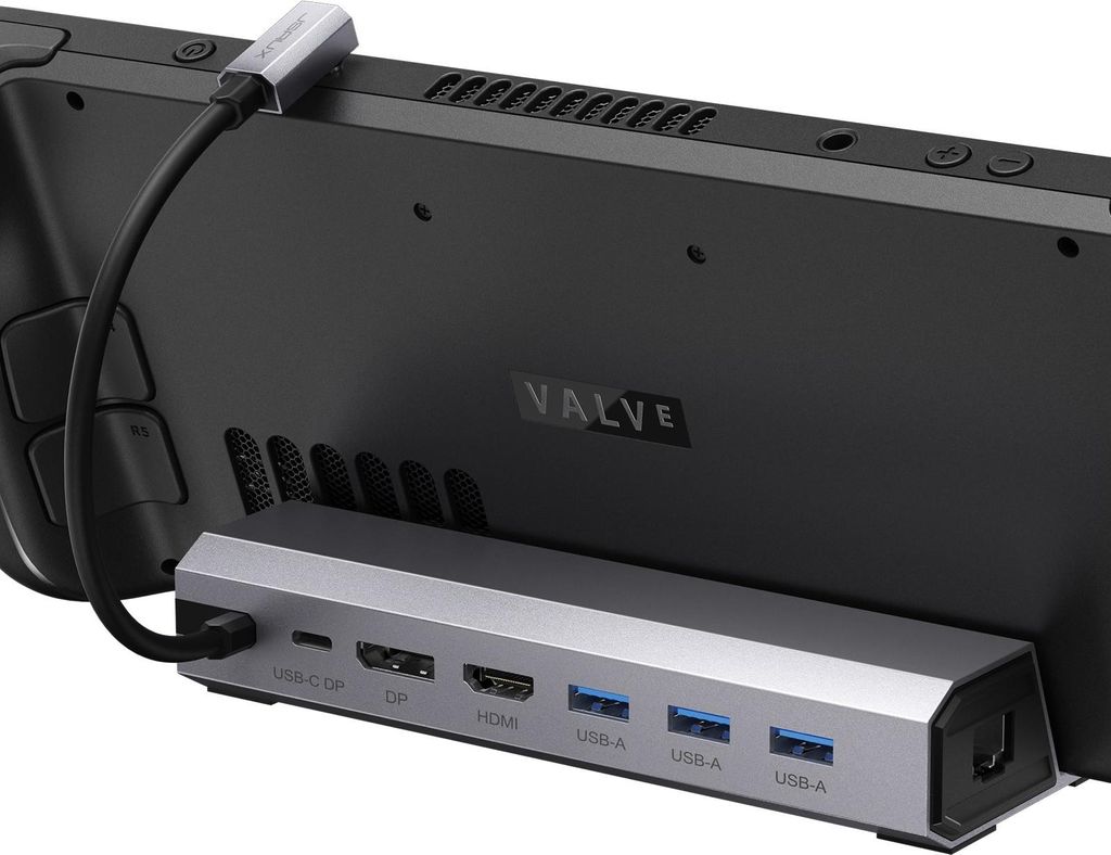JSAUX HUB USB-C Adapter für die Steam Deck Konsole, DisplayPort HDMI 4k 60Hz USB-C 100W, 7-in-1-Dockingstation für Steam Deck-Konsole, Zubehör f...