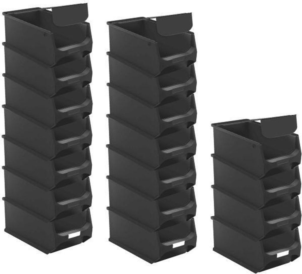 SuperSparSet 18x Leitfähige Sichtlagerbox 4.1 mit Griffstange & Abdeckung | HxBxT 15x20x35cm | 7,2 Liter | ESD, Sichtlagerbehälter, Sichtlagerkas...