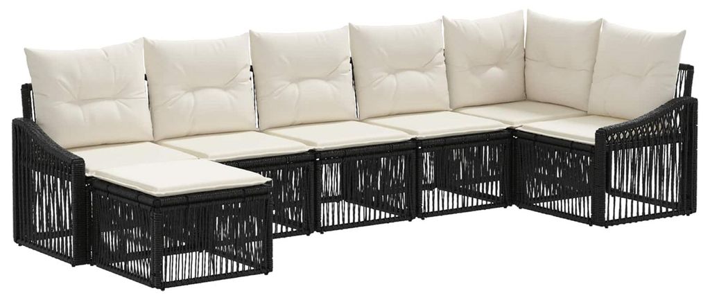 Möbel Gartensofa-set 7 pcs Schwarz Poly-Rattan - Gartenmöbelgarnituren CC1786
