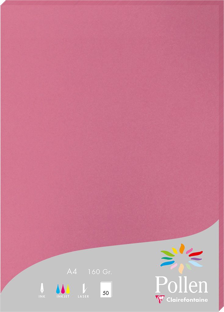 Clairefontaine Papier A4 Pollen 160g hortrosa 50Bl