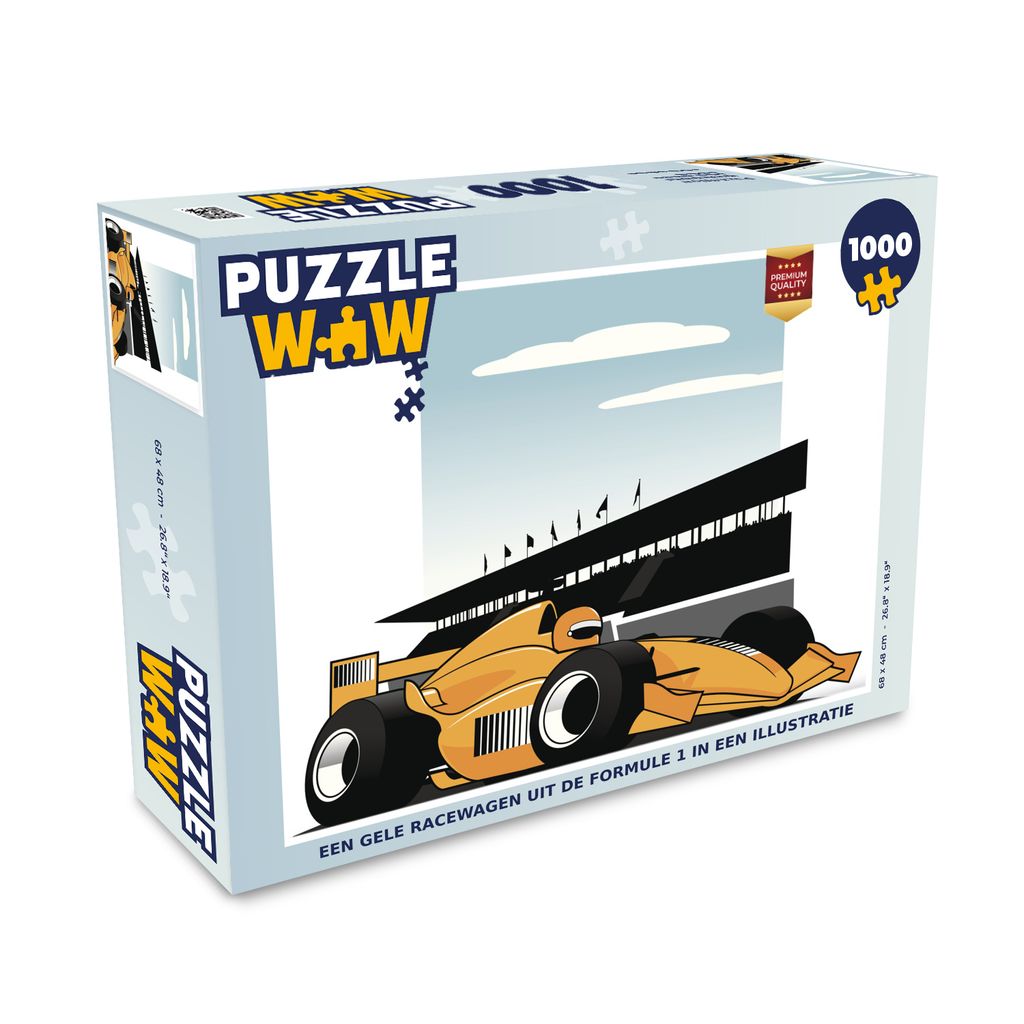 MuchoWow Puzzle 1000 Teile Ein gelber Rennwagen aus der Formel 1 in einer Illustration - Erwachsene - Rätsel