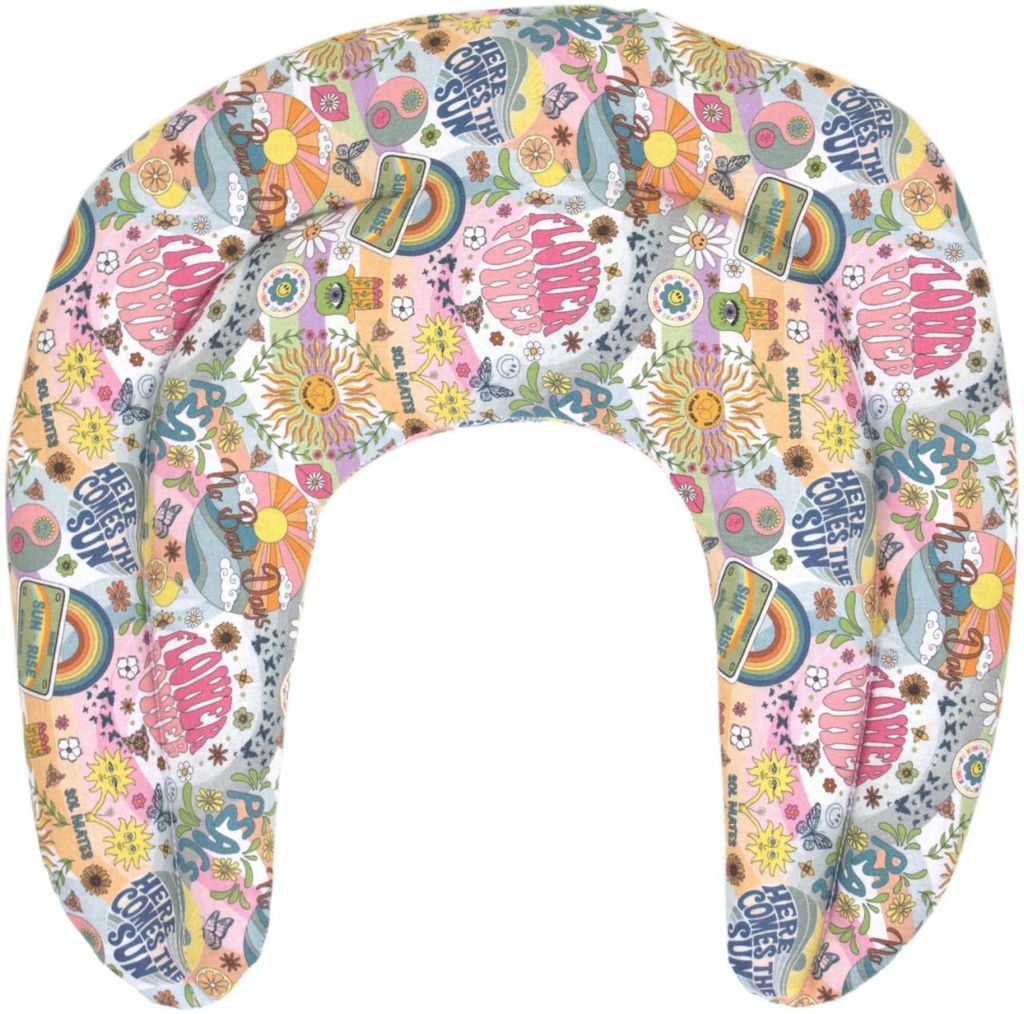 Rapssamen Nackenhörnchen mit Kammern Bio Stoff Flower Power - Rapssamenkissen - Nackenkissen - Wärmekissen für Nacken