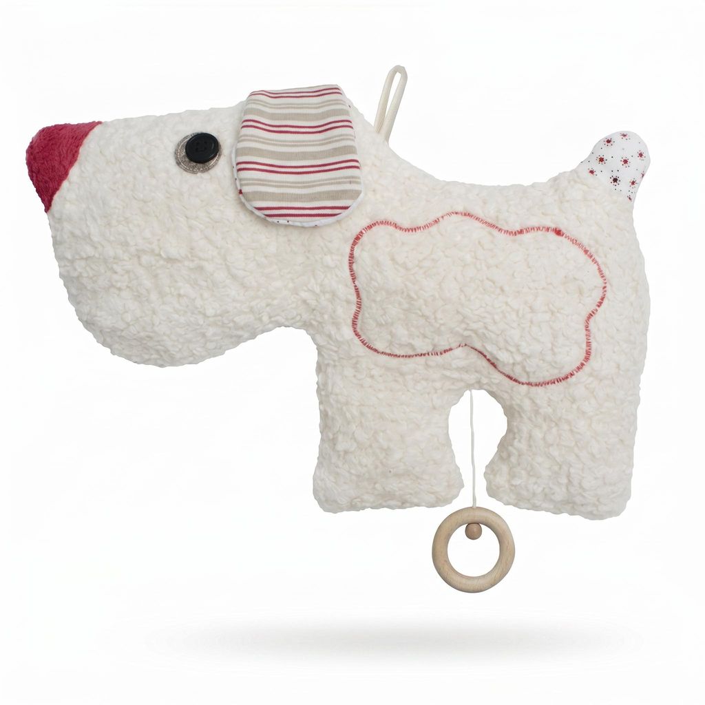 Efie Baby Spieluhr Hund – Melodie Schlaf Kindchen schlaf, Kuschelspieluhr aus kbA Baumwolle, Germany