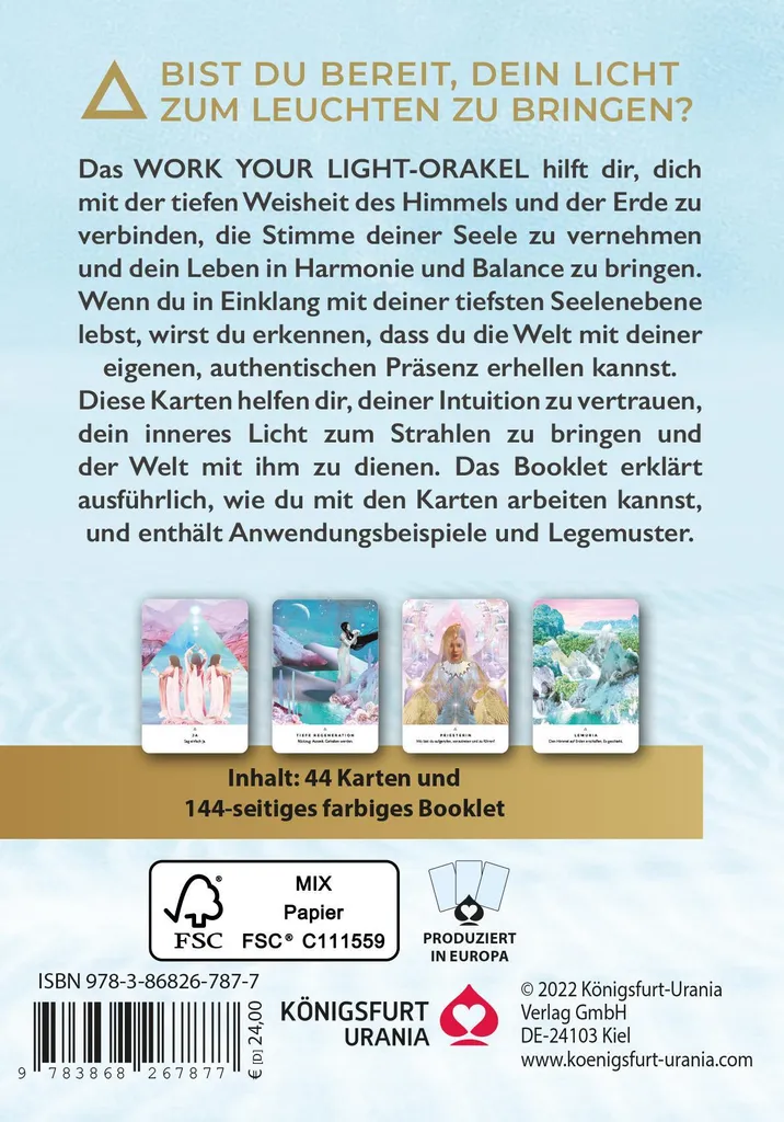 Jeu de cartes Oracle Work Your Light : Coffret de 44 cartes divinatoires