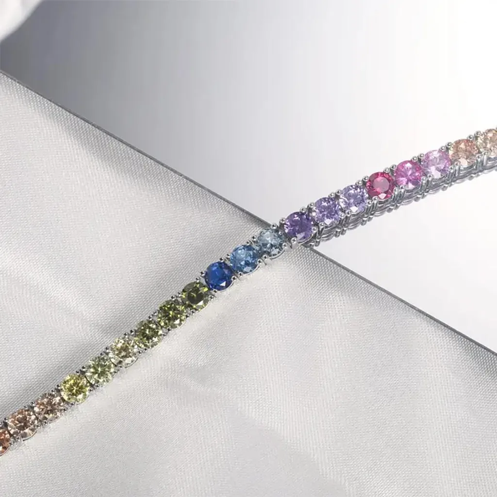 Bracciale Tennis Argento 925 Multicolor 20cm - Stile Classico Chic - 3